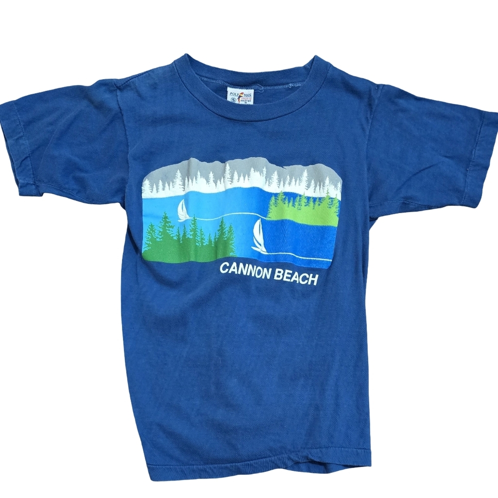 VINTAGE Cannon Beach Graphic T-shirt Men Small 90s Single Stitch